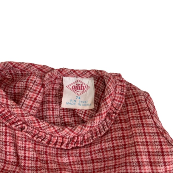 OLILY SZ: 74 BUTTON FRONT DRESS RED PLAID - Picture 3 of 3